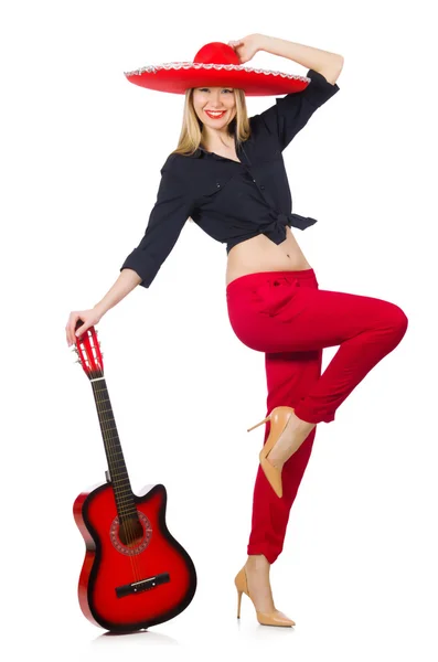 Mexická žena kytarista — Stock fotografie