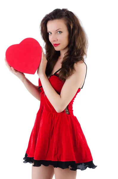 Chica joven en vestido rojo Fotos de stock libres de derechos