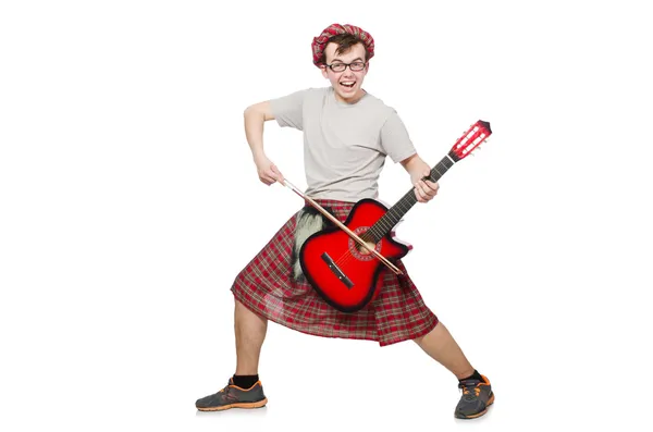 Funny scotsman with musical instrument — Stock Photo, Image