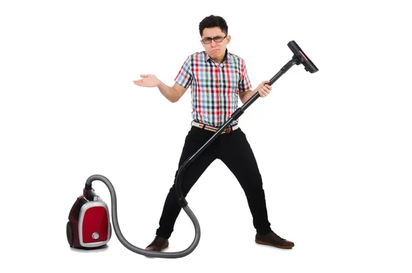 Man with vacuum cleaner — Stock Photo, Image