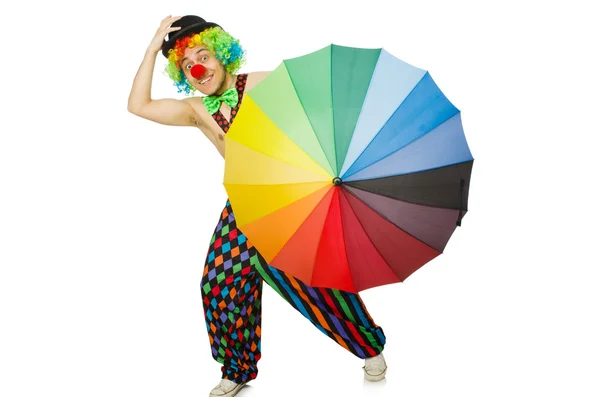 Clown mit Regenschirm — Stockfoto