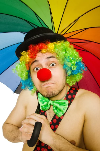 Clown met paraplu — Stockfoto