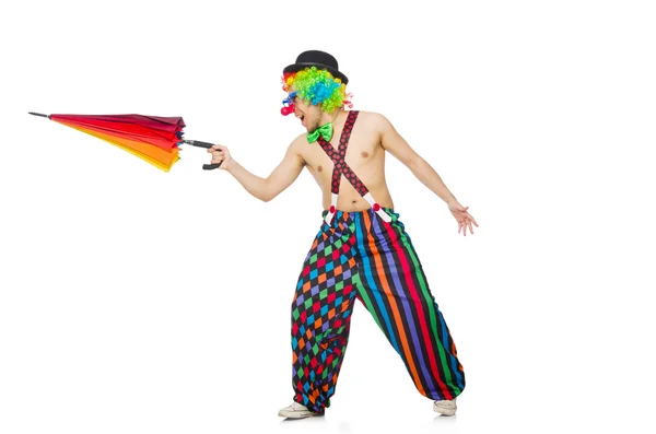 Clown with umbrella — Stock Photo, Image