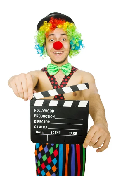 Clown with movie board — Stock Photo, Image