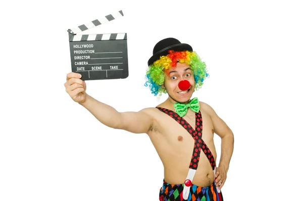 Clown mit Filmtafel — Stockfoto