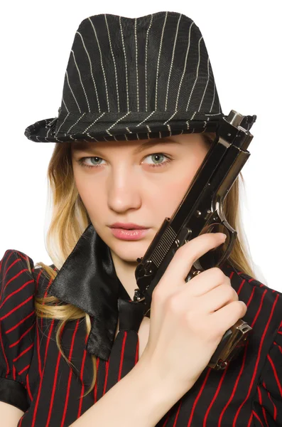 Gangsterské žena s pistolí — Stock fotografie