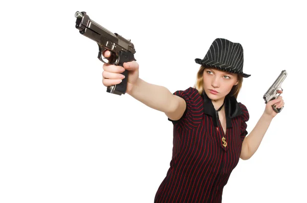 Donna gangster con pistola — Foto Stock