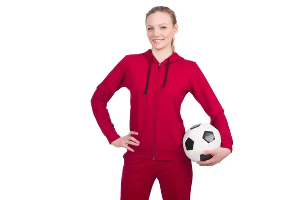 Femme avec football — Photo