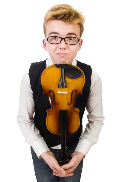 Funny man with violin — Stock Photo, Image