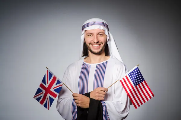 Arab man with united kingdom flag — Stock Photo, Image