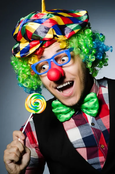 Clown with  lollipop — Stock Photo, Image