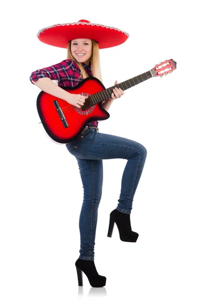 Woman with guitar — Stock Photo, Image