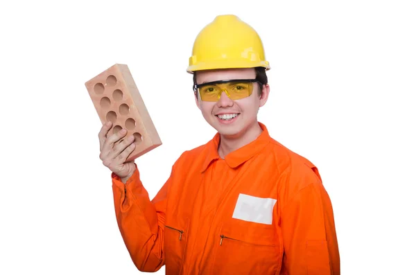 Man with brick — Stock Photo, Image