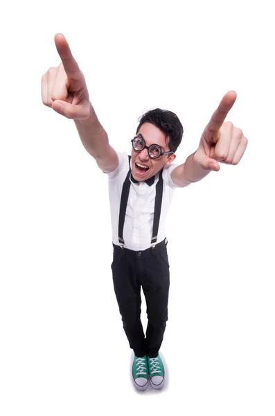 Funny man pointing — Stock Photo, Image