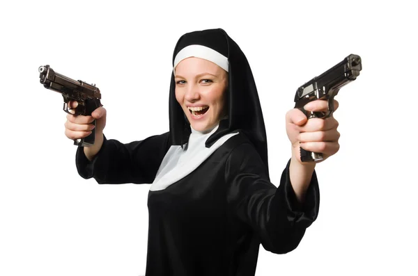 Nun met pistolen — Stockfoto