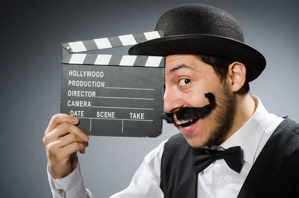 Hombre con película clapper tablero — Foto de Stock