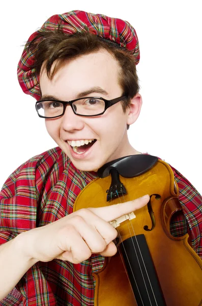 Scotsman with violin — Stock Photo, Image