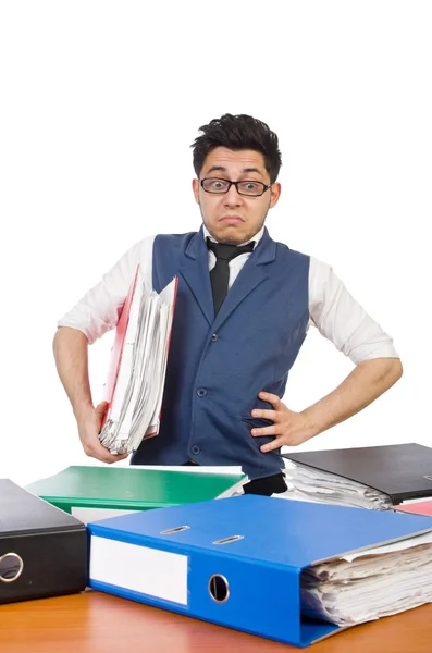 Hombre con un montón de carpetas — Foto de Stock