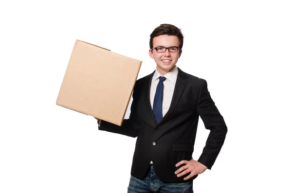 Funny man with box — Stock Photo, Image