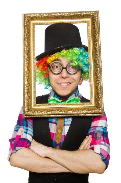 Цирковий клоун з рамкою — стокове фото