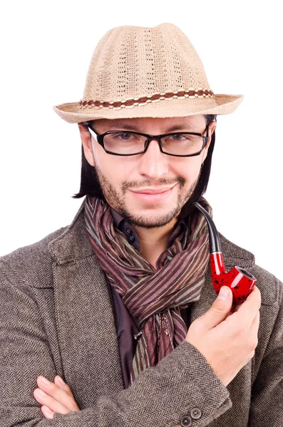 Young detective with pipe — Stock Photo, Image