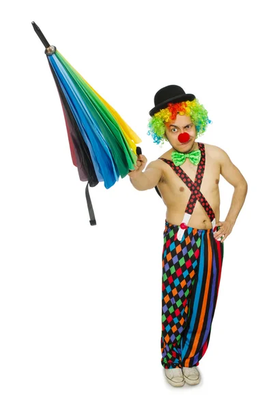 Clown with umbrella — Stock Photo, Image