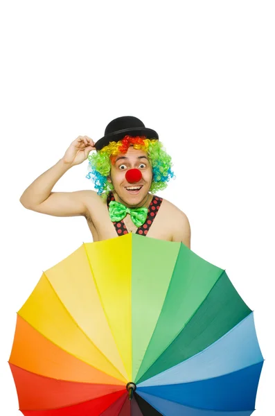 Клоун с зонтиком — стоковое фото