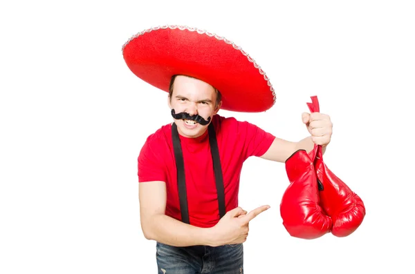 Grappige Mexicaanse met bokser handschoenen — Stockfoto