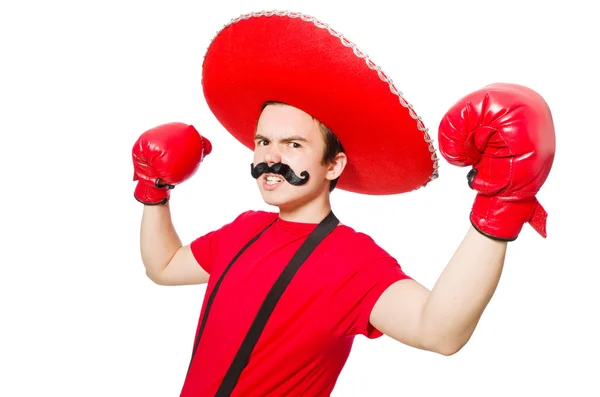 Funny mexican with boxer gloves — Stock Photo, Image