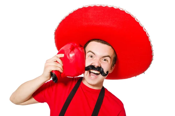 Mexicano engraçado com luvas de boxer — Fotografia de Stock