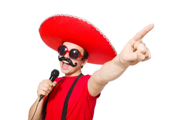 Grappige Mexicaanse met mic — Stockfoto