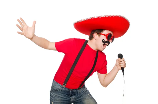 Funny mexican with mic — Stock Photo, Image