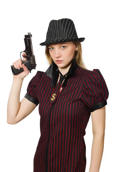 Donna gangster con pistola — Foto Stock