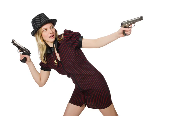 Woman gangster with gun — Stock Photo, Image