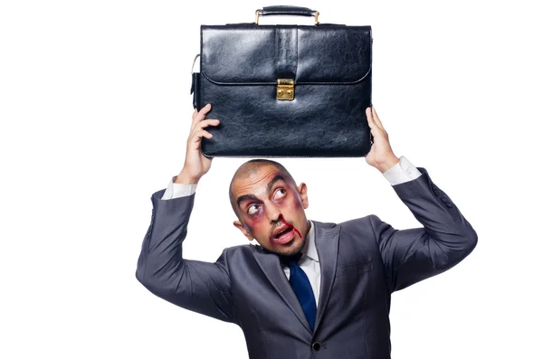 Badly beaten businessman — Stock Photo, Image