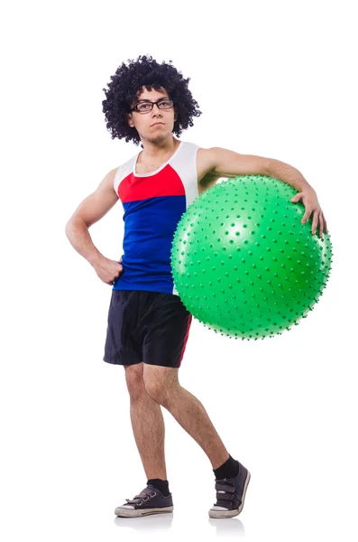 Man med swiss ball — Stockfoto