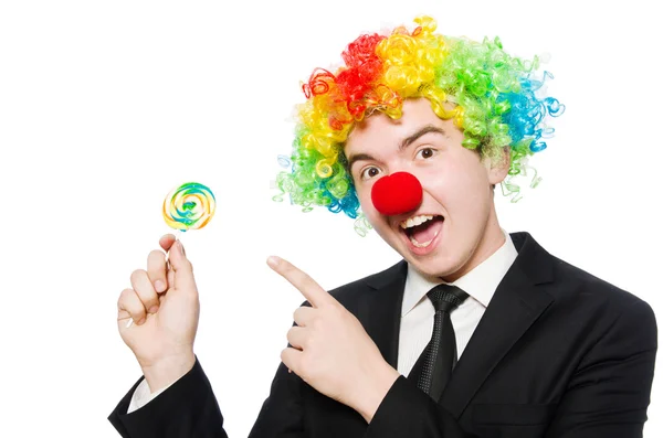 Clown with lollipop — Stock Photo, Image