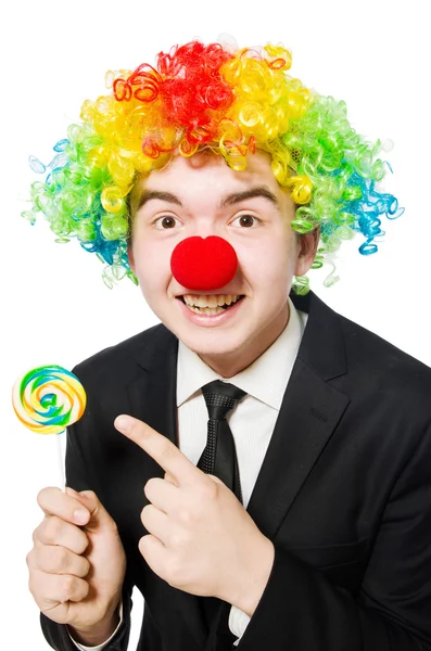 Clown with lollipop — Stock Photo, Image