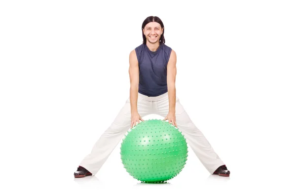 Hombre con pelota suiza — Foto de Stock