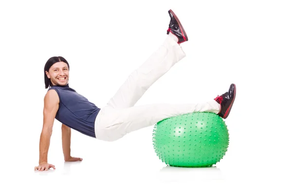 Hombre con pelota suiza —  Fotos de Stock