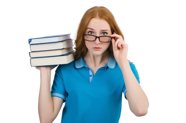 Student mit Bücherstapel — Stockfoto