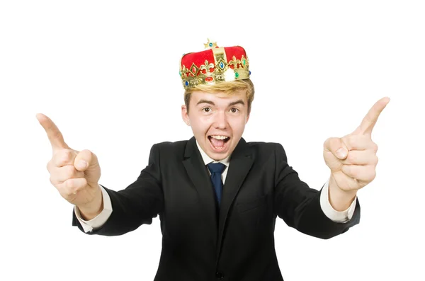 Businessman with crown — Stock Photo, Image