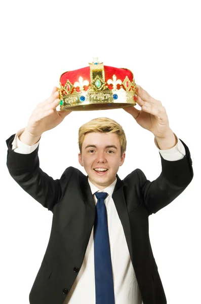 Businessman with crown — Stock Photo, Image