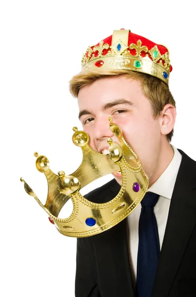 Affärsman med krona — Stockfoto