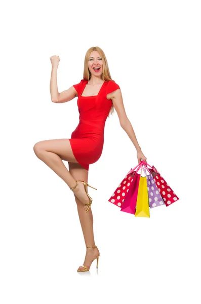 शॉपिंग बैग के साथ महिला — स्टॉक फ़ोटो, इमेज