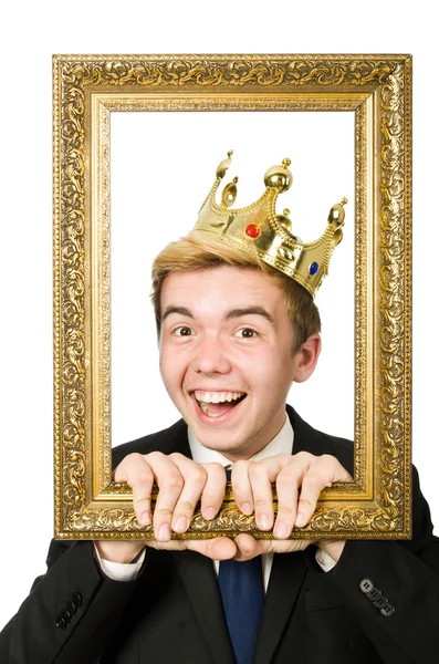 King with picture frame — Stock Photo, Image