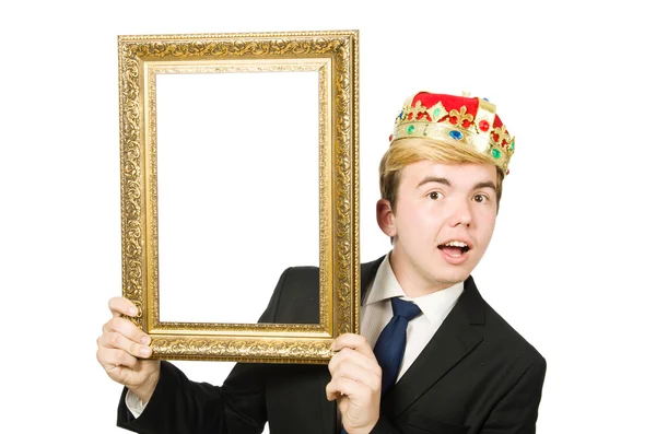 King with picture frame — Stock Photo, Image