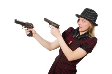 Kadın gangster silahla