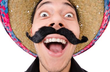 Şapkalı komik bir Meksikalı.