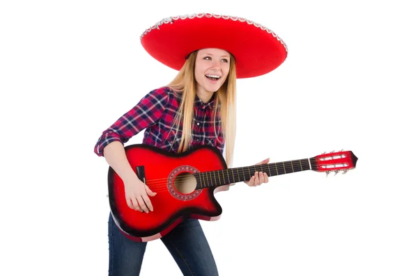 Woman  with guitar — Stock Photo, Image